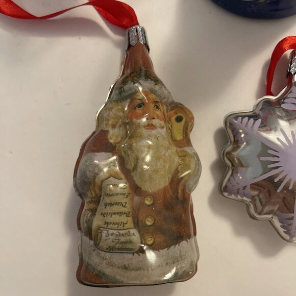 Vintage Thomas Pacconi Metal Tin Ornaments 3Bells, 1 Santa, 1 Nutcracker, Star - Picture 2 of 15